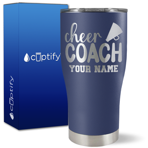 Personalized Cheer Coach with Megaphone on 27oz Curve Tumbler