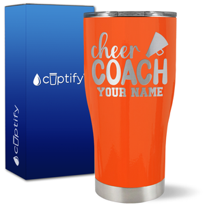 Personalized Cheer Coach with Megaphone on 27oz Curve Tumbler