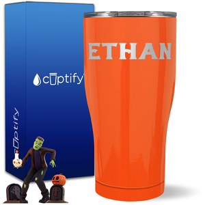 Personalized Grim Halloween Font on 27oz Curve Tumbler