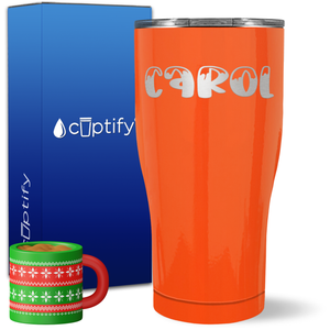 Personalized Frosty Christmas Font on 27oz Curve Tumbler