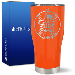 Personalized Baseball Player Name and Number on 27oz Curve Tumbler