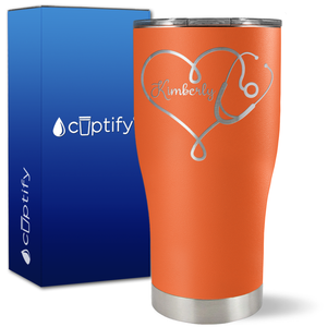 Personalized Heart Stethoscope on 27oz Curve Tumbler