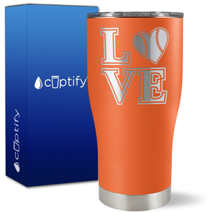 Baseball Heart Love on 27oz Curve Tumbler