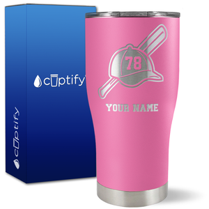 Personalized Baseball Bat and Hat with Number on 27oz Curve Tumbler