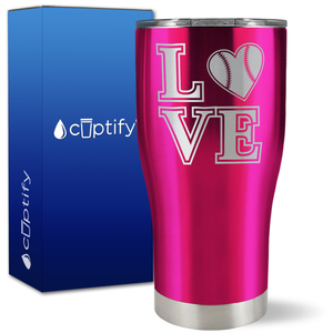 Baseball Heart Love on 27oz Curve Tumbler