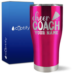 Personalized Cheer Coach with Megaphone on 27oz Curve Tumbler