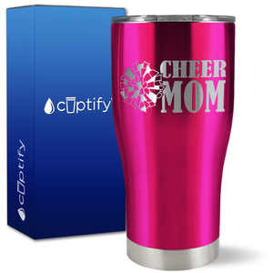 Cheer Mom with Pom Pom on 27oz Curve Tumbler