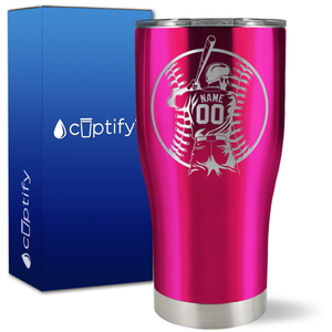 Personalized Baseball Player Name and Number on 27oz Curve Tumbler