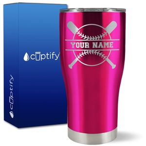 Personalized Baseball and Bats on 27oz Curve Tumbler