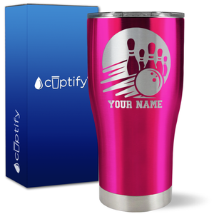 Custom Bowling and Pins on 27oz Curve Tumbler