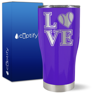 Baseball Heart Love on 27oz Curve Tumbler