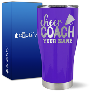 Personalized Cheer Coach with Megaphone on 27oz Curve Tumbler
