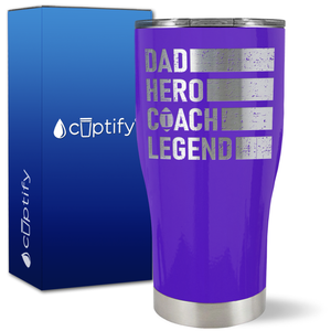 Dad, Hero, Coach, Legend on 27oz Curve Tumbler