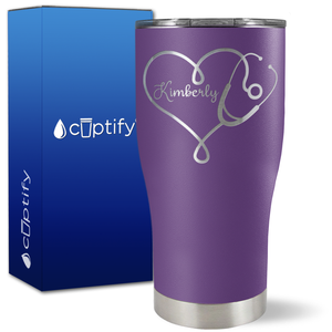 Personalized Heart Stethoscope on 27oz Curve Tumbler