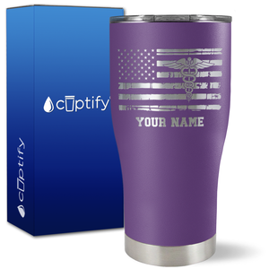 Personalized Caduceus Flag on 27oz Curve Tumbler
