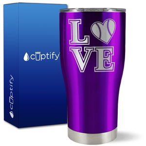 Baseball Heart Love on 27oz Curve Tumbler