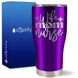 Wife Mom Nurse Heart Stethoscope on 27oz Curve Tumbler