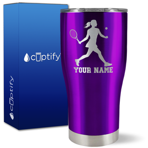 Personalized Tennis Player Female Silhouette on 27oz Curve Tumbler