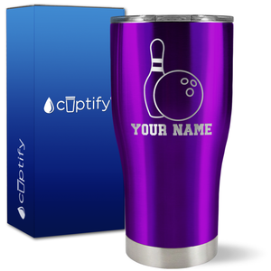 Personalized Bowling Ball and Pin on 27oz Curve Tumbler