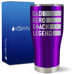 Dad, Hero, Coach, Legend on 27oz Curve Tumbler