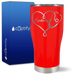 Personalized Heart Stethoscope on 27oz Curve Tumbler
