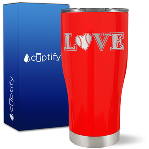 Baseball Love Heart on 27oz Curve Tumbler