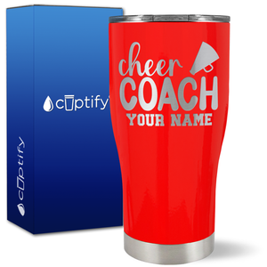 Personalized Cheer Coach with Megaphone on 27oz Curve Tumbler