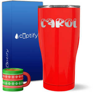 Personalized Frosty Christmas Font on 27oz Curve Tumbler