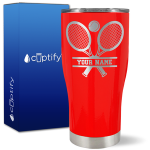 Personalized Tennis Rackets on 27oz Curve Tumbler