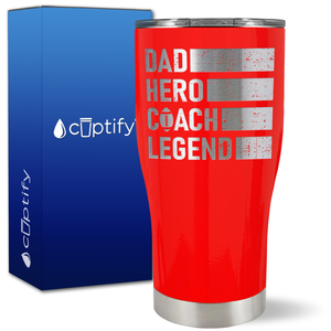 Dad, Hero, Coach, Legend on 27oz Curve Tumbler