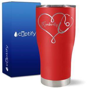 Personalized Heart Stethoscope on 27oz Curve Tumbler