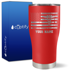 Personalized Caduceus Flag on 27oz Curve Tumbler