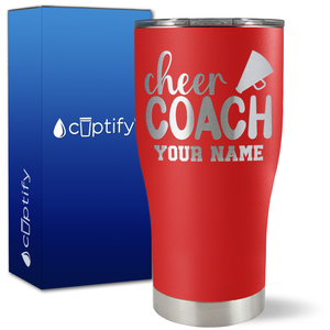 Personalized Cheer Coach with Megaphone on 27oz Curve Tumbler