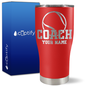 Personalized Coach Tennis Ball on 27oz Curve Tumbler