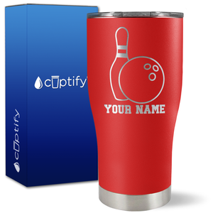 Personalized Bowling Ball and Pin on 27oz Curve Tumbler