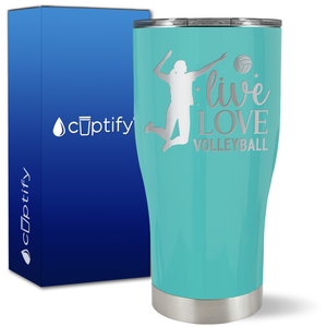 Live Love Volleyball Silhouette on 27oz Curve Tumbler