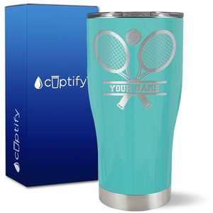 Personalized Tennis Rackets on 27oz Curve Tumbler