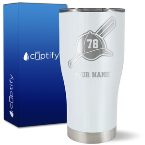 Personalized Baseball Bat and Hat with Number on 27oz Curve Tumbler