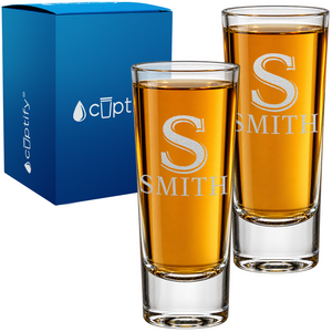 Monogram Initial and Name 2oz Tall Shot Glass - Set of Two