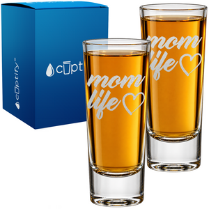 Mom Life on 2oz Tall Shot Glass - Set of Two