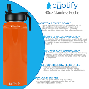 Orange Bright Gloss 40oz Wide Mouth Water Bottle