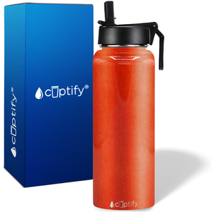 Orange Glitter 40oz Wide Mouth Water Bottle