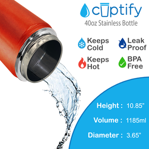 Orange Glitter 40oz Wide Mouth Water Bottle