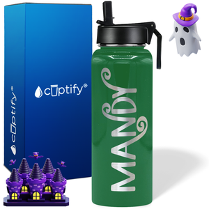 Personalized Curly Spooky on Halloween 40oz Water Bottle