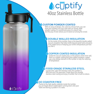 Purple Ombre Translucent 40oz Wide Mouth Water Bottle