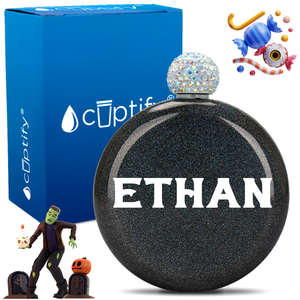 Personalized Grim Halloween Font 5oz Rhinestone Flask