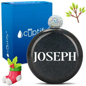 Personalized Merry Christmas Font 5oz Rhinestone Flask