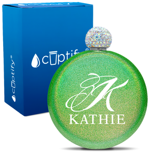 Personalized Script Initial and Name 5oz Rhinestone Flask