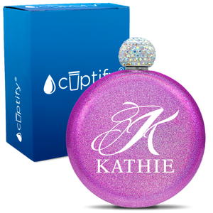 Personalized Script Initial and Name 5oz Rhinestone Flask