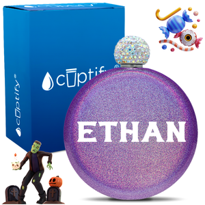Personalized Grim Halloween Font 5oz Rhinestone Flask